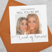 Modern Double Sided Foto von Maid of Honor Propoal Einladung