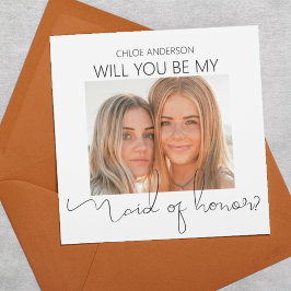 Modern Double Sided Foto von Maid of Honor Propoal Einladung