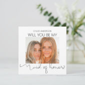 Modern Double Sided Foto von Maid of Honor Propoal Einladung (Stehend Vorderseite)
