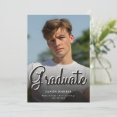 Modern Double Sided Photo Graduation Announcement Ankündigung (Stehend Vorderseite)