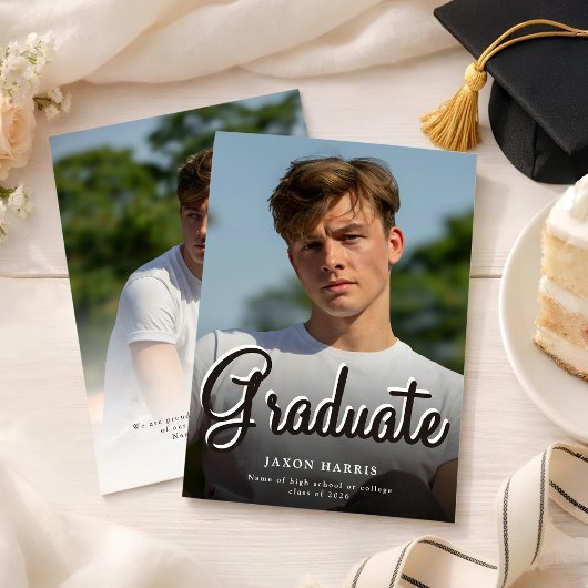 Modern Double Sided Photo Graduation Announcement Ankündigung