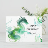 Modern Dragon Magic Birthday Karte (Stehend Vorderseite)