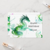 Modern Dragon Magic Birthday Karte (Vorderseite/Rückseite Beispiel)