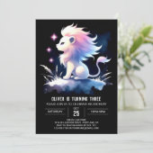 Modern Dreamy Lion Birthday Einladung (Stehend Vorderseite)