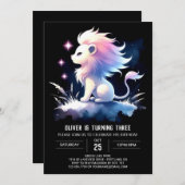 Modern Dreamy Lion Birthday Einladung (Vorne/Hinten)