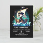 Modern Dreamy Pirate Birthday Einladung (Stehend Vorderseite)