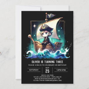 Modern Dreamy Pirate Birthday Einladung