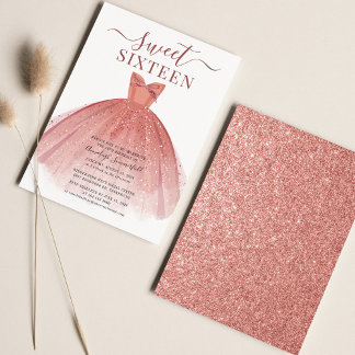 Modern Dress Sweet 16 Script Geburtstag Einladung