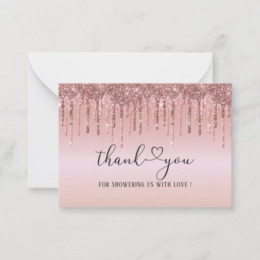 Modern Driving RoseGold Baby Dusche Vielen Dank Mitteilungskarte (Vorderseite)