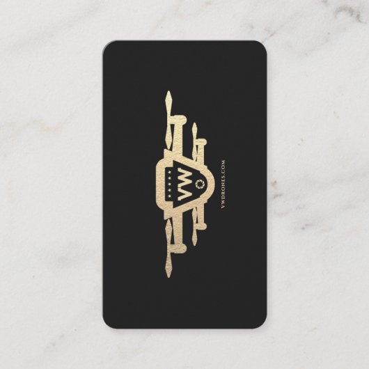 Modern Drone Operator Black Gold Monogram Visitenkarte (Vorderseite)
