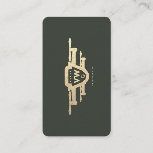 Modern Drone Pilot Monogram Green Gold Visitenkarte (Vorderseite)