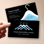 Modern Dry Cleaning Laundry Hanger Black & Blue Visitenkarte