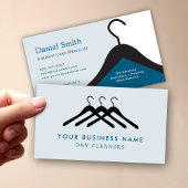 Modern Dry Cleaning Laundry Hanger Blue & White Visitenkarte