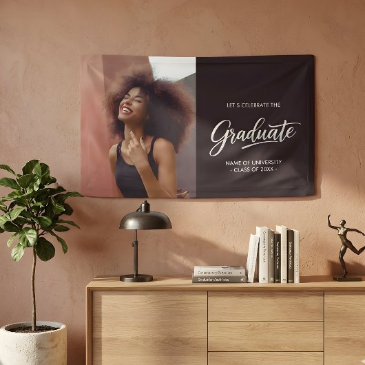 Modern Dual-Sided Photo Graduation Party Banner
