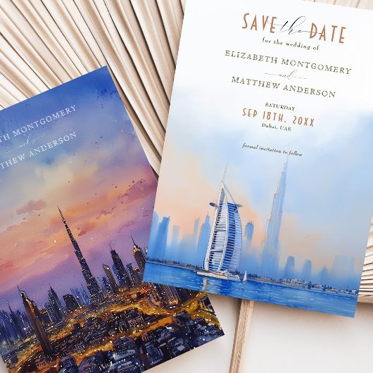 Modern Dubai Save the Date Burj Al Arab Skyline Einladung