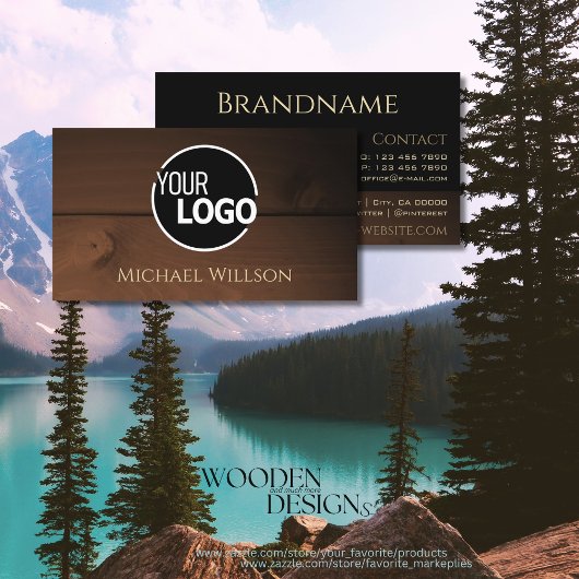 Modern Dunkelbraune Holzkörbe aus Holz Logo Visitenkarte