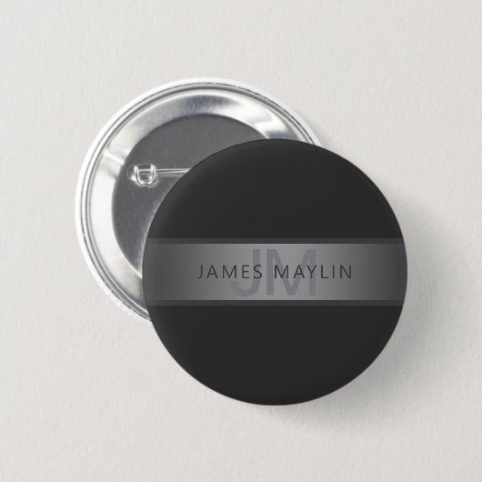Modern dunkelgrauer Farbverlauf Name oder Firmenna Button (Vorne & Hinten)