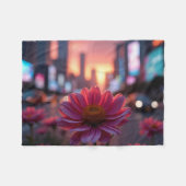 Modern Dusk Daisies Fleecedecke (Vorderseite (Horizontal))