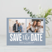 Modern Dusty Blue 2 Foto Save the Date (Stehend Vorderseite)