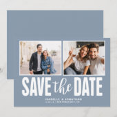 Modern Dusty Blue 2 Foto Save the Date (Vorne/Hinten)