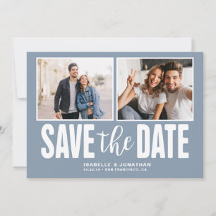 Modern Dusty Blue 2 Foto Save The Date