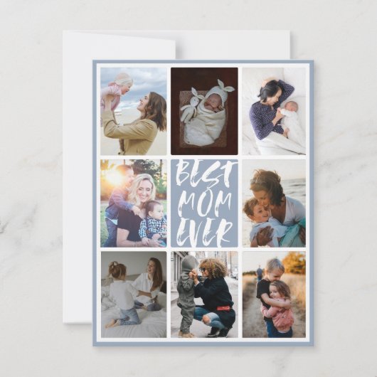 Modern Dusty Blue 8 Foto Collage Beste Mama je (Vorderseite)