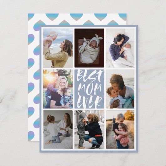 Modern Dusty Blue 8 Foto Collage Beste Mama je (Vorne/Hinten)