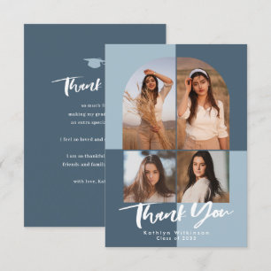 Modern Dusty Blue Arch 4 Foto Abschluss Dankeskarte