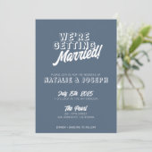 Modern Dusty Blue Bold Whimsical Boho Wedding Einladung (Stehend Vorderseite)