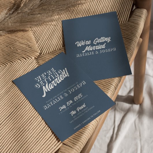 Modern Dusty Blue Bold Whimsical Boho Wedding Einladung
