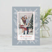 Modern Dusty Blue botanischer Rahmen Weihnachten (Stehend Vorderseite)