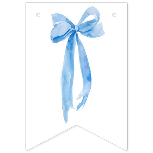 Modern Dusty Blue Bow Brautparty Bunting Banner (Erste Fahne)