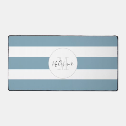 Modern Dusty Blue Chic Script Monogram Name Schreibtischunterlage (Vorderseite)
