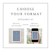 Modern Dusty Blue Cross Boy Confirmation Einladung