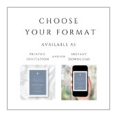 Modern Dusty Blue Cross Boy Erste Heilige Kommune Einladung