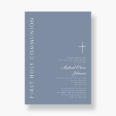 Modern Dusty Blue Cross Erste Heilige Kommune Einladung