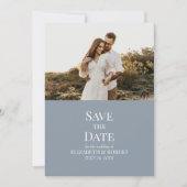 Modern Dusty Blue Custom Foto Save the Date Card Einladung (Vorderseite)