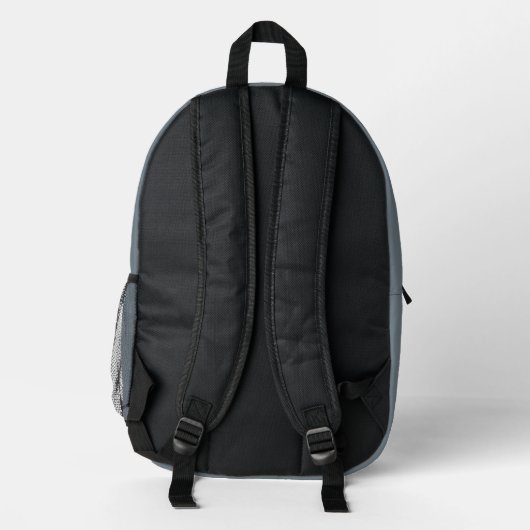 Modern Dusty Blue Custom Monogram Name Bedruckter Rucksack (Rückseite)