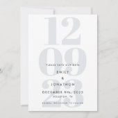 Modern Dusty Blue Date Typografie Save The Date (Vorderseite)