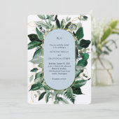 Modern Dusty Blue Elegante Hochzeit im botanischen Einladung (Stehend Vorderseite)