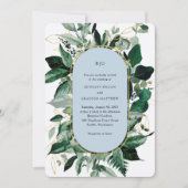 Modern Dusty Blue Elegante Hochzeit im botanischen Einladung (Vorderseite)