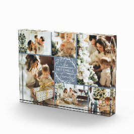 Modern Dusty Blue Family Foto Collage Keepake