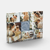 Modern Dusty Blue Family Foto Collage Keepake (Links)