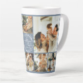 Modern Dusty Blue Family Foto Collage Keepake Milchtasse (Rechte Ecke)