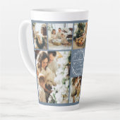 Modern Dusty Blue Family Foto Collage Keepake Milchtasse (Linke Ecke)