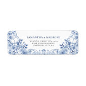 Modern Dusty Blue Floral Bow Return Address Labels (Vorne)