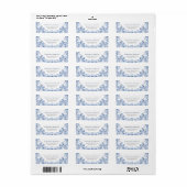 Modern Dusty Blue Floral Bow Return Address Labels (Vorne)