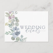 Modern Dusty Blue Floral Details Wedding  Begleitkarte (Vorderseite)