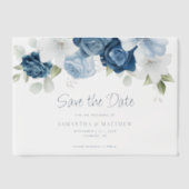 Modern Dusty Blue Floral Save the Date Pergament Einladungen (Vorderseite)