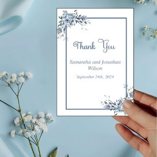 Modern Dusty Blue Floral Thank You Card Einladung